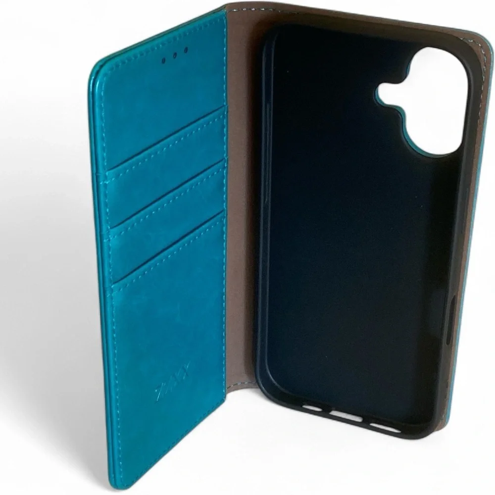 iPhone 17 Phone Wallet Case 2 in 1 Vegan Leather 3 Card Holder Teal 6.3 NWT